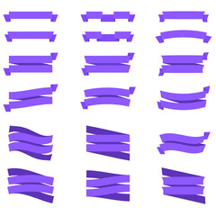 Fototapeta premium Colorful Vector Ribbon Banners. Purple color. Simple modern cute design. Labels, bookmarks and tags. Flat style vector illustration. Big collection.