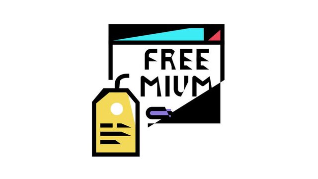 freemium online service subscription animated color icon. freemium online service subscription sign. isolated on white background