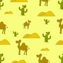 set of  camels and sand dunes in desert