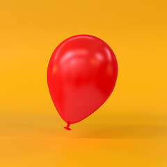 Red balloon on a yellow background, 3d render