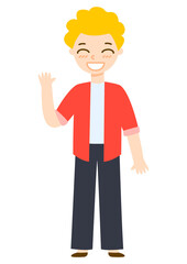 Cute cartoon school boy isolated on white background