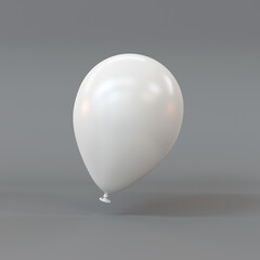 White balloon on a gray background, 3d render