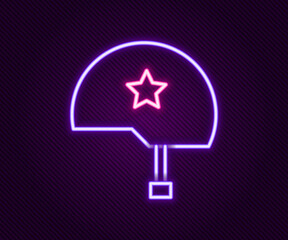 Glowing neon line Military helmet icon isolated on black background. Army hat symbol of defense and protect. Protective hat. Colorful outline concept. Vector