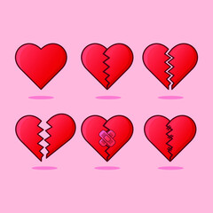 set of hearts isolated on pink background