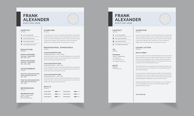 Minimalist CV or Resume template Vector One Page ResumeCV Template	