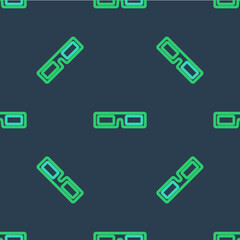 Line Cinema glasses icon isolated seamless pattern on blue background. Vector