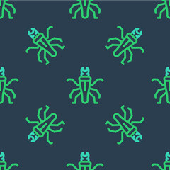 Line Termite icon isolated seamless pattern on blue background. Vector