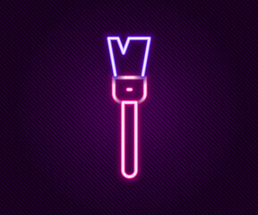 Glowing neon line Paint brush icon isolated on black background. For the artist or for archaeologists and cleaning during excavations. Colorful outline concept. Vector