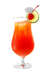 cocktail from carrot juice on white background