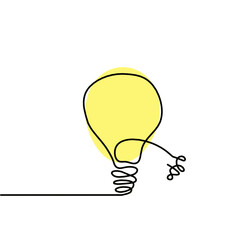 Abstract planet Earth in light bulb as line drawing on white as background