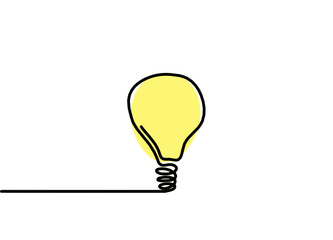 Abstract planet Earth in light bulb as line drawing on white as background