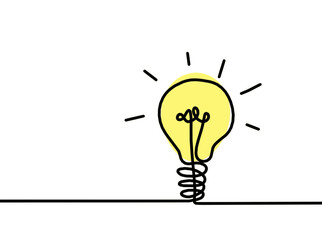 Abstract planet Earth in light bulb as line drawing on white as background