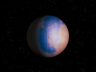 Obraz premium Realistic exoplanet with stars. Planet with atmosphere and solid surface. 