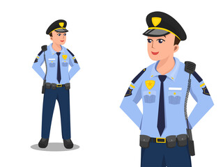Police Officer at ease on duty cops illustration