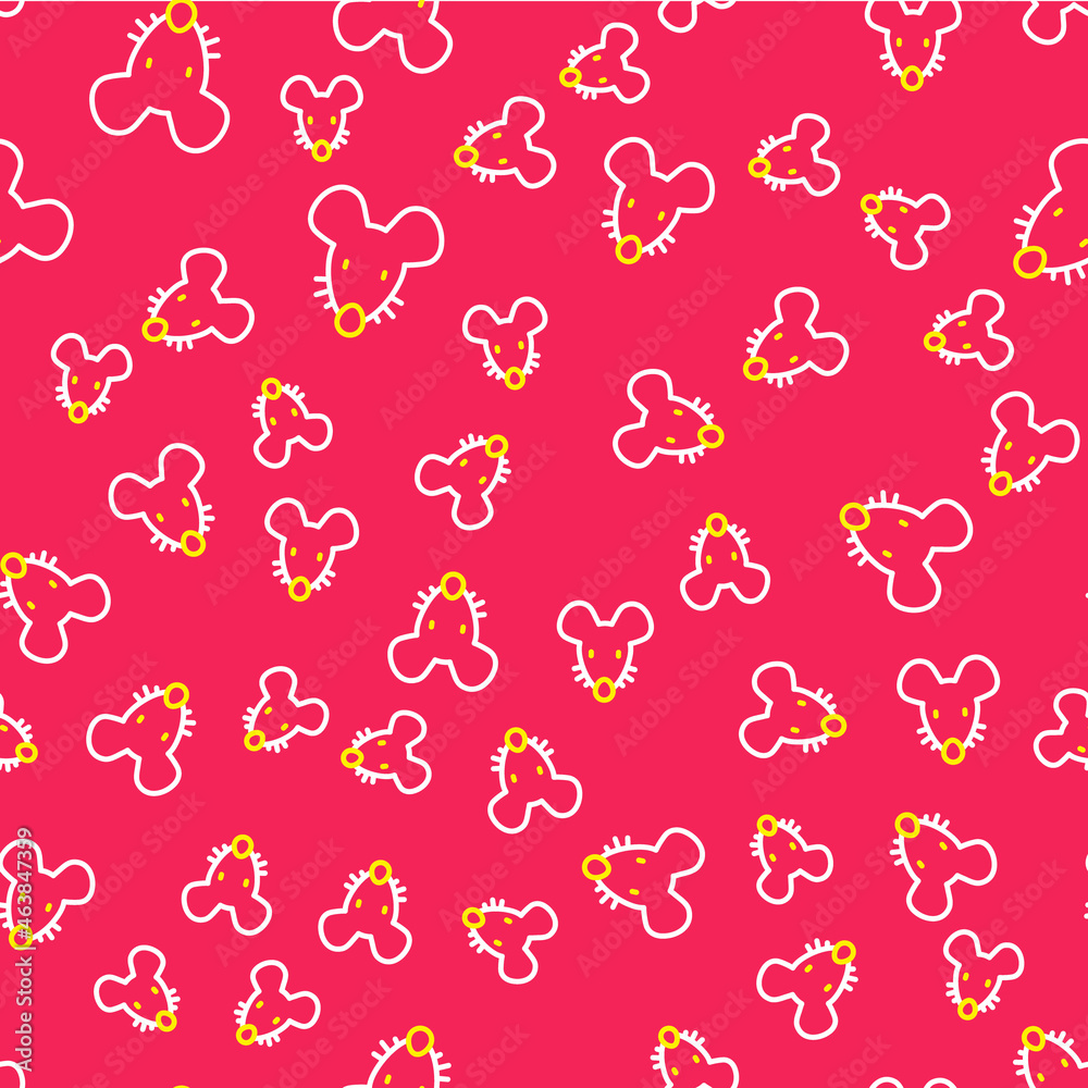 Wall mural line experimental mouse icon isolated seamless pattern on red background. vector