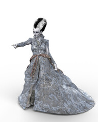 3D rendering of a fantasy horror story monster bride isolated on a white background.