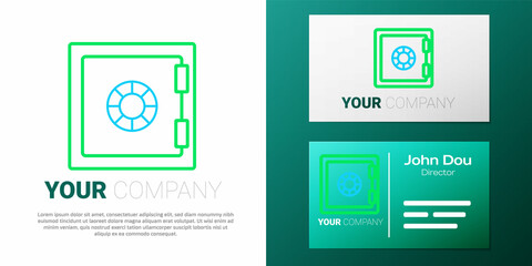 Line Safe icon isolated on white background. The door safe a bank vault with a combination lock. Reliable Data Protection. Colorful outline concept. Vector