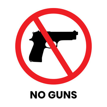 No Guns Sign Sticker with text inscription on isolated background 01