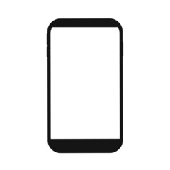 Smartphone with a blank white screen. Mobile phone isolated on a white background. Phone icon. Simple style. Vector illustration.