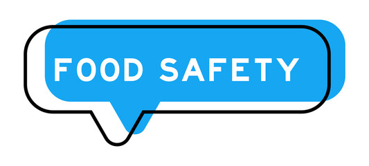 Speech banner and blue shade with word food safety on white background