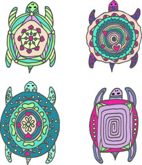 Decorative colored turtles, Marine ornament