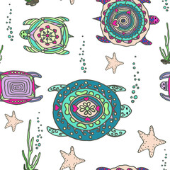 Decorative colored turtles, Marine ornament