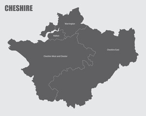 Cheshire county administrative map - obrazy, fototapety, plakaty