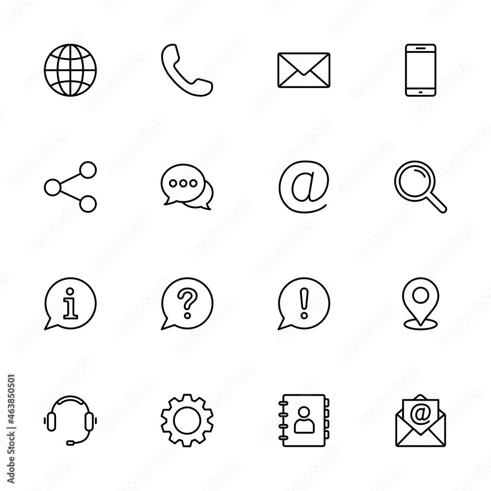 Poster contact us icon set. web icon set. website set icon vector. for computer and mobile