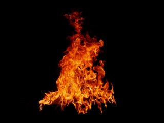 Obraz premium Flame Flame Texture For Strange Shape Fire Background Flame meat that is burned from the stove or from cooking. danger feeling abstract black background Suitable for banners or advertisements.