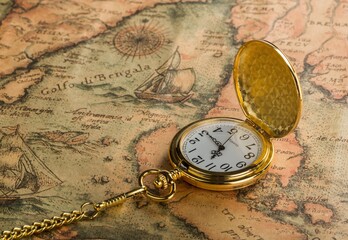 Pocket Watch on Old Map