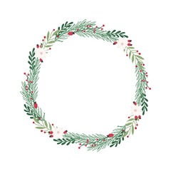 Christmas wreath decoration. Flat modern illustrations.