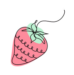 Drawing line of color strawberry on the white background. Vector