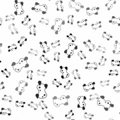 Black Sponge icon isolated seamless pattern on white background. Wisp of bast for washing dishes. Cleaning service logo. Vector