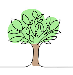 Abstract tree as line drawing on the white background. Vector