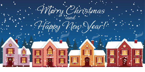 Merry Christmas and Happy New Year Greeting Card.