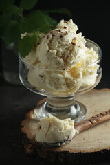 Ice cream scoops in an ice cream bowl