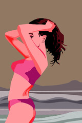 Girl on the Beach abstract art