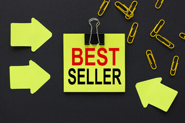 Best Seller. yellow office stickers. business concept