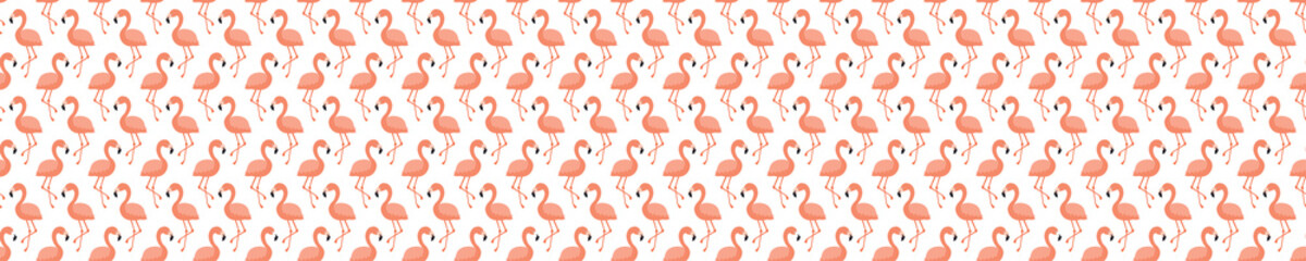 Seamless pattern with flamingo birds and white background
