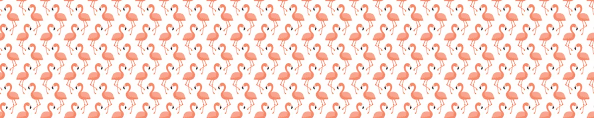 Fototapete Flamingo Seamless pattern with flamingo birds and white background