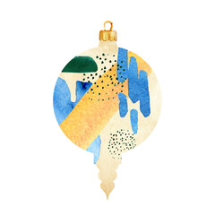 Watercolor christmas decor illustration. Abstract christmas tree toys elements in modern style. Holiday graphic for banner, festiv christmas postcards, hightlights design template. Stock 2022 winter - 463854916