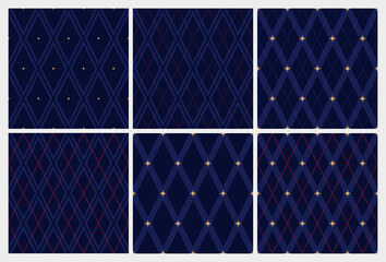 Set of seamless backgrounds. Classic pattern with stars. Cozy festive ornament. - 463855102