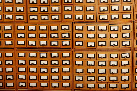 Many Library Card Catalog Drawers As Background