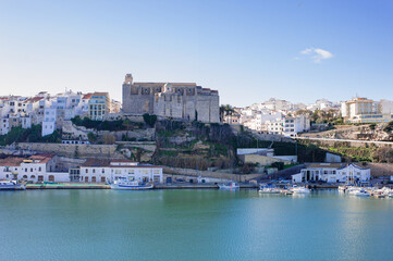 bay view of coast of Mahon and 17th century's building of Museo de Menorca