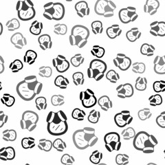 Black Gas mask icon isolated seamless pattern on white background. Respirator sign. Vector