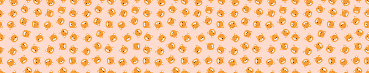 Fototapeta premium Seamless pattern with cat heads. Cute and childish design for fabric, textile, wallpaper, bedding, swaddles, toys or gender-neutral apparel. Simple and sweet print for nursery decor or wall art.