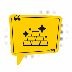 Black Gold bars icon isolated on white background. Banking business concept. Yellow speech bubble symbol. Vector