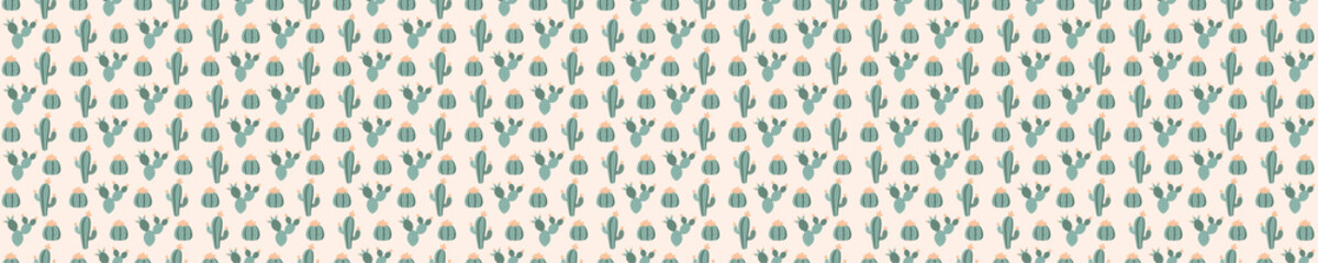 Pink seamless pattern with blooming cacti
