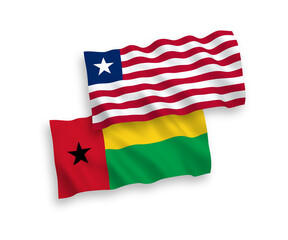 Flags of Republic of Guinea Bissau and Liberia on a white background