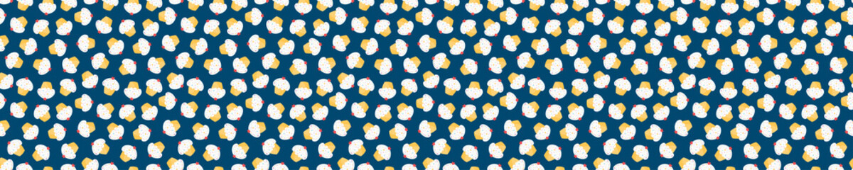 Seamless pattern with white cupcakes